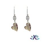 Boucles d'Oreilles Argent 925 Coeur Cristal Autrichien 17mm - Golden Shadow