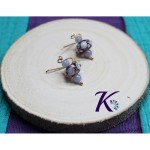 Boucles d'Oreilles Crochets - Tons Bleu Violet - Perles Verre Perles Angélite