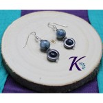 zBoucles d'oreilles Crochets Argent 925 Perles Pierres Gemmes : Cyanite Bleue