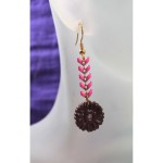 Pice Unique - Boucles d'Oreilles Fleurs Marrons en Verre 16mm Zirconium Rose
