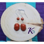 zBoucles d'oreilles Argent 925 Perles Pierres Gemmes : Jaspe Rouge