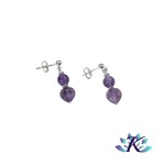 Boucles D'Oreilles Argent 925 Perles Pierre Gemmes Perles Coeurs : Amthyste