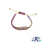 Bracelet Macram Tube Perles Miyuki Rversible - Dgrad Rose Violet Jaune