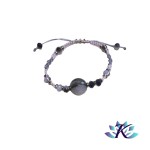 Bracelet Macram Ajustable Tons Rose Violet - Perles Agate Teint et Verre