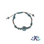 Bracelet Macram Ajustable Tons meraude - Marron - Perles Agate Teint