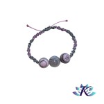 Bracelet Macram Ajustable Tons Rose Gris - Perles Agates Teintes