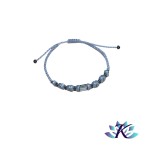 Bracelet Macram Minimaliste - Cube Cristal 6mm Crystal Blue Shade - Gris - Bleu