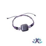 Bracelet Macram Ajustable Tons Violets - Pierres Gemmes : Amthyste