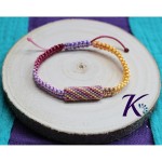 Bracelet Ajustable Macram Tube 24x8mm Tissage Perles Miyuki Violet Rose Jaune