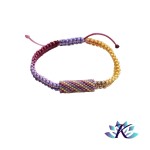 Bracelet Ajustable Macram Tube 24x8mm Tissage Perles Miyuki Violet Rose Jaune