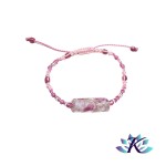 Bracelet Macram Ajustable Tons Roses - Perle Tube en Verre de Murano
