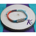 Bracelet Ajustable Macram Tube 24x8mm Tissage Perles Miyuki Orange Turquoise