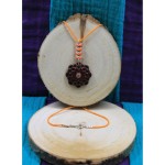 Pice Unique - Collier Pendentif Fleur Marron en Verre 28mm Cabochon Millefiori