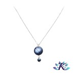 Collier Maille Vnitienne Argent 925 Cabochon 16mm Pierre Gemmes : Cyanite Bleue