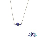 Collier Plaqu Or 24 Carats Perle Verre Fil Murano- Effervescence - Bleu