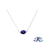 Collier Chane Argent 925 Pierre Gemme : Cabochon Lapis lazuli