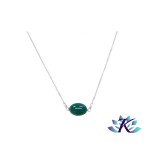 Collier Argent 925 Pierre Gemme : Cabochon Agate Verte