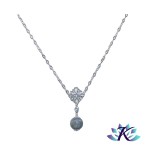 Collier Argent 925 Zirconium Pierre Gemme : Perle Labradorite 16mm