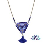 Collier Acier Inoxydable Triangle Tiss 44mm Tons Bleus Dor