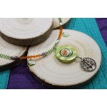 Collier Arbre de Vie - Cristal Swarovski Element Nacre Verre Tons Orange Vert