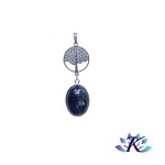 Pendentif Acier Inox Arbre de Vie Pierre Gemme : Sodalite