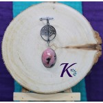 Pendentif Acier Inox Arbre de Vie Pierre Gemme : Rhodonite