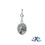 Pendentif Argent 925 Perles Pierres Gemmes : Black Rutile Zirconium Coeur