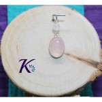 Pendentif Argent 925 Perles Pierres Gemmes : Quartz Rose