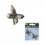 Loisirs creatifs - Bijoux - 2 charms breloques - Papillon 40x35mm