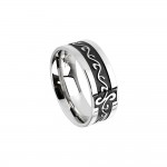 Bague Acier Inoxydable Anneau 6mm Centre Noir Motifs Baroques