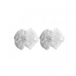 2 Barrettes cheveux pinces - Noeuds Textile Blanc Perles Nacres