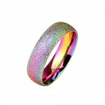 Bague Acier Inoxydable Rainbow Anneau 6mm Finition Scintillante