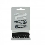 Lot barrettes clic clac lastiques noir blanc Etoiles