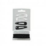 Ensemble barrettes clic clac lastiques noir blanc a pois