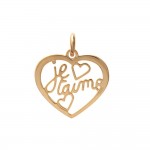 Pendentif plaqu Or Coeur 20mm Message Je T'Aime