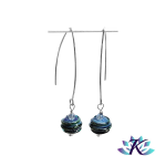 Boucles D'Oreilles Crochets Perles Verre Fil Murano - Bleu - Vert