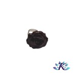 Bague Ajustable Fleur Marron en Verre 22mm