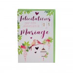 Carte De Voeux - Anniversaire De Mariage - Fleurs Oiseaux Rouge Rose