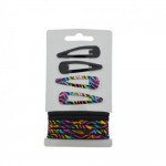 Ensemble barrettes clic clac lastiques zebre multicouleurs