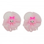 2 Barrettes cheveux pinces - Noeuds Textile Rose Figurines Fillettes