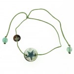 Titli - Bracelet Nacre Collection Etoile - Cordon Vert d'eau - bijou artisanal