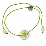 Titli - Bracelet Nacre Collection Etoile - Cordon Vert Lime - bijou artisanal