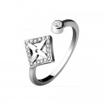 Bague ajustable Argent 925 Zirconiums - Losange 7mm