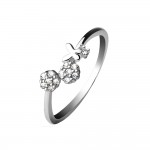 Bague ajustable Argent 925 Zirconiums Fleurs Papillon