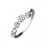 Bague ajustable Argent 925 Zirconiums Ronds Fleurs