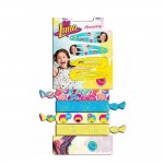 DISNEY : Soy Luna - 4 barrettes mtal  clic clac et 4 Bracelets Elastiques