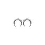 KBC - Boucles d'Oreilles Clous Argent 925 Rhodi Cornes 10mm Zirconiums 0.6mm