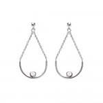 Boucles d'oreilles Clous  Argent 925 Rhodi Gouttes 25 x 18 mm Zirconium 2mm