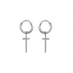 Boucles d'Oreilles Argent 925 Croles 12mm Croix 16x6mm - Unisexe Adulte enfant