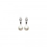 Boucles d'oreilles Sous Lobe Clous Argent 925 Rhodi Perles 8mm